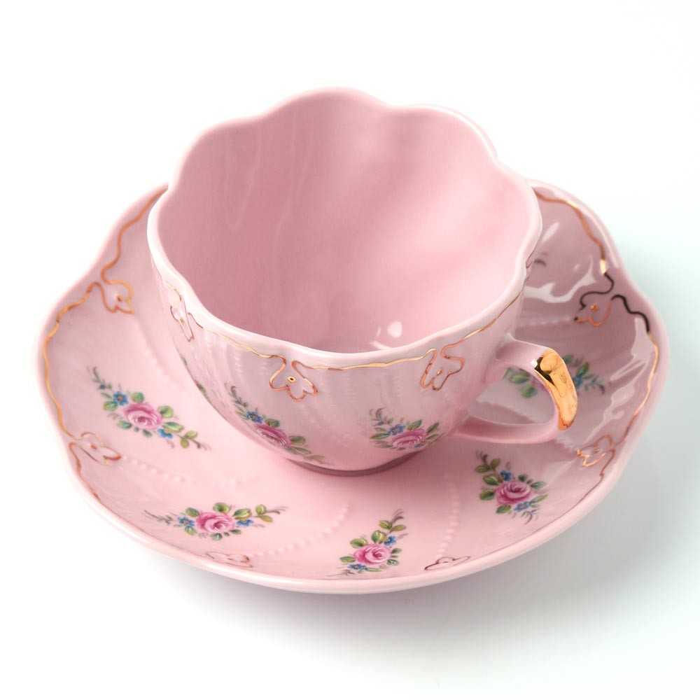 最高級 Dux チェコ製 ピンク磁器 豪華3点 完品 最高級 Dux チェコ製