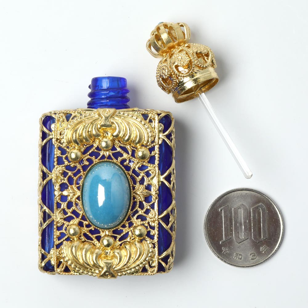 チェコガラス瓶 チェコ ガラスの香水瓶 扇形×カラフルキャンディー GR