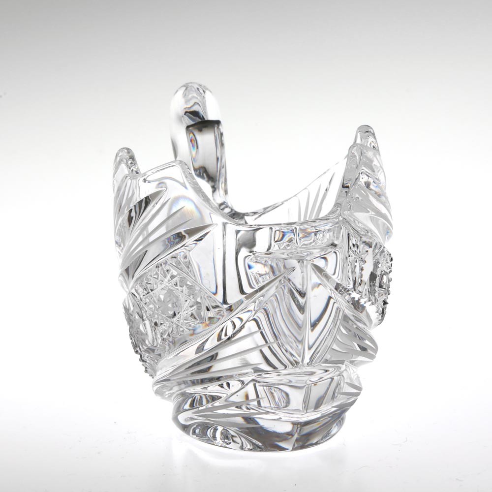 希少 切子 クリスタル カット ガラス バスケット 鉢 オブジェ 置物 小物入れ 希少 切子 クリスタル カット ガラス 舟型 鉢 オブジェ 置物